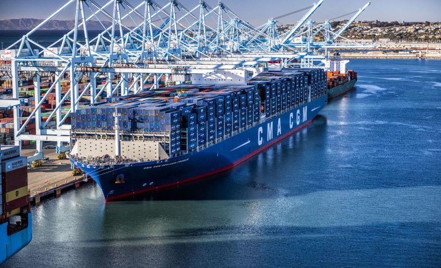 First 18,000-TEU capacity container ship to call a U.S. port