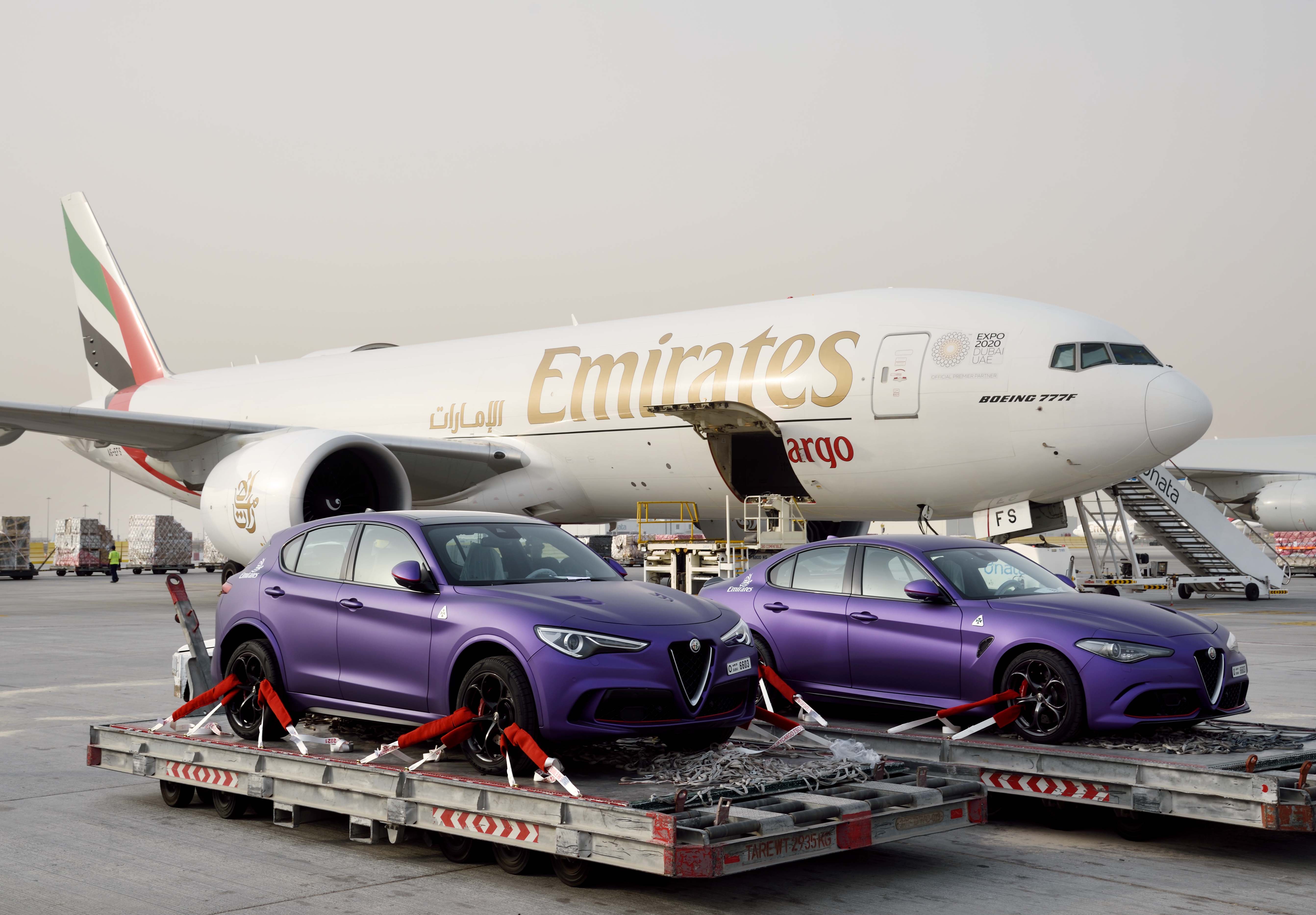 Emirates SkyCargo transports Alfa Romeos to celebrity motor rally