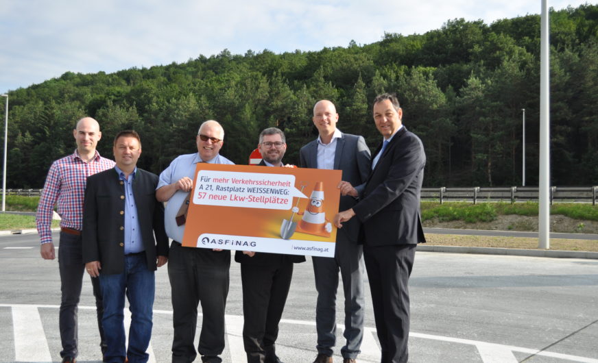 57 more truck parking spaces on the A 21 motorway