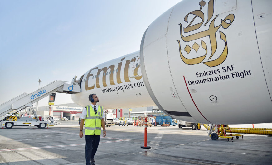 Emirates-Erstflug mit 100 Prozent SAF-Treibstoff 