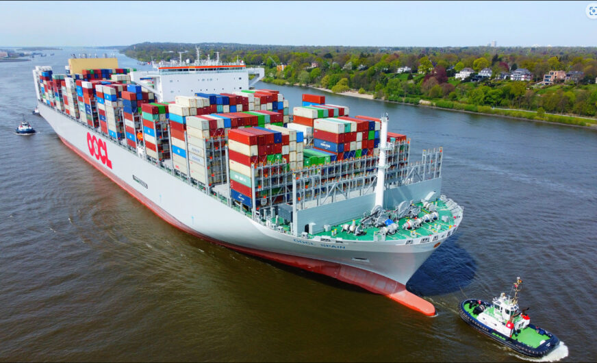 Megamax: „OOCL Spain“ erstmals im Hamburger Hafen