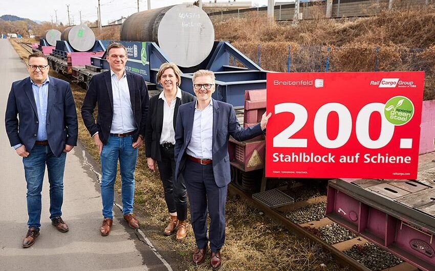 Bahnlogistik für 200 Blöcke von Breitenfeld Edelstahl